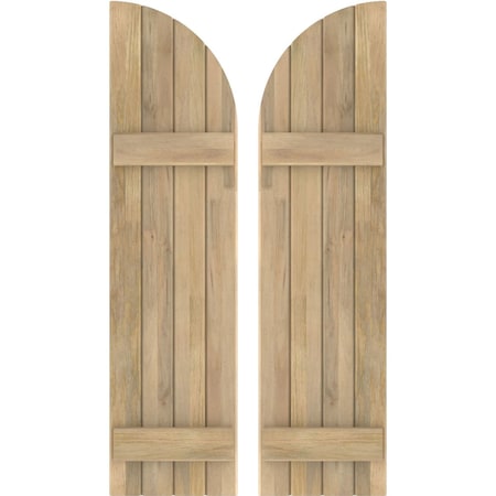 Ekena Millwork Americraft 4-Board (2 Batten) Wood Joined Board-n-Batten Shutters w/ Arch Top, ARW101BQ414X82UNH, PR ARW101BQ414X82UNH